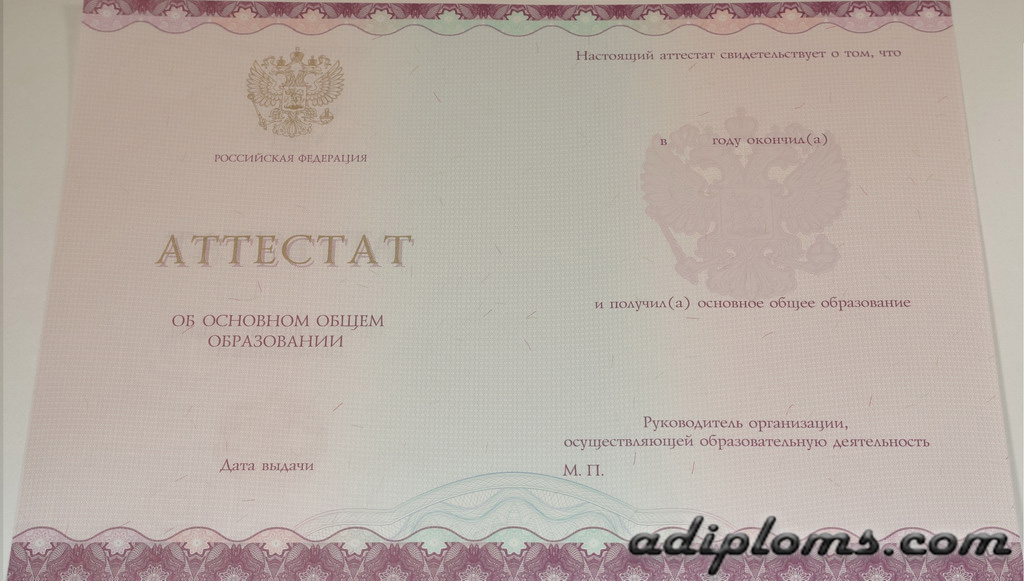 Аттестат 9 классов 2014-2026 Фото